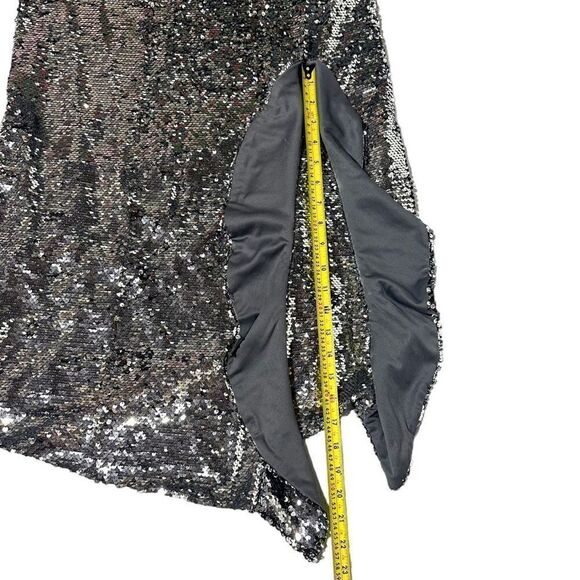 Bar lII Women's Silver Sequined Ruffled V-Neck Slip Dress Size Medium - Picture 6 of 10